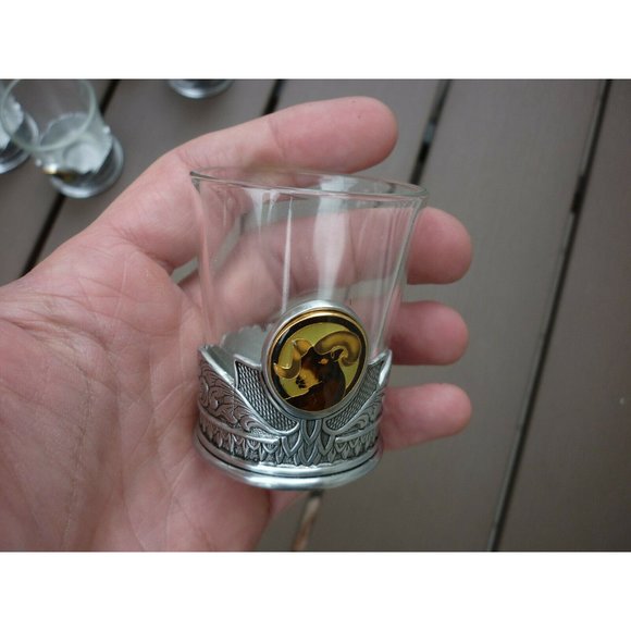 FRANKLIN MINT SPORTSMAN FISH GAME 12 PC Shot Glass - Picture 2 of 8